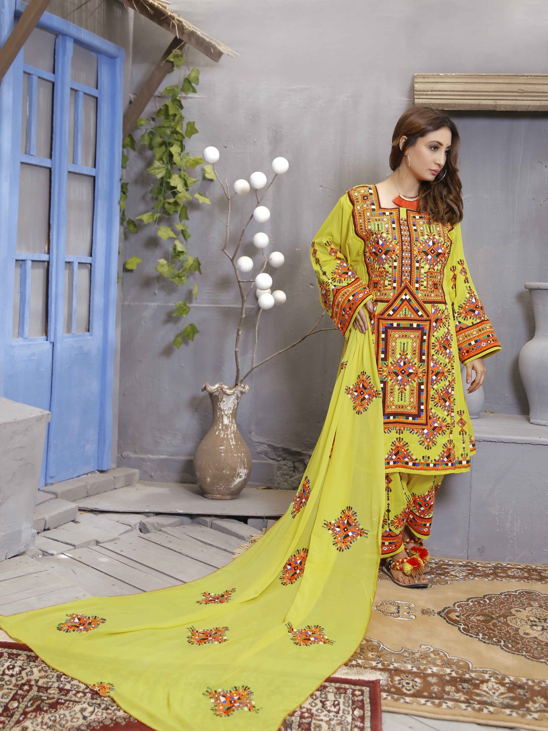 Dilruba yellow - Balochi traditional dress